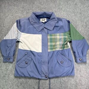 Vintage Mulberry Street Jacket Mens Medium Blue Packable Hood Full Zip Outdoor